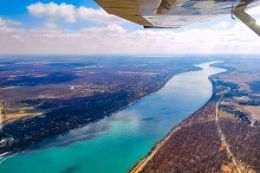 view of Niagara region from the air on a unique Niagara Falls sightseeing tour