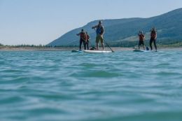 Stand up paddle board private lesson at Kananaskis, Alberta.