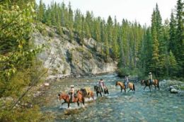 Horseback riding and cowboy cookout Banff National Park tour