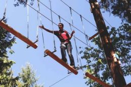 Nanaimo WildPlay aerial adventure course rope bridge